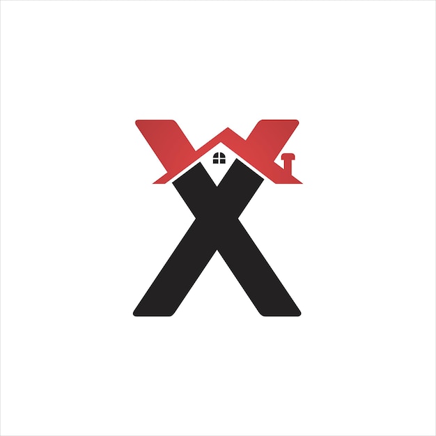 Eerste x-logo met abstract ontwerppictogram voor onroerend goed