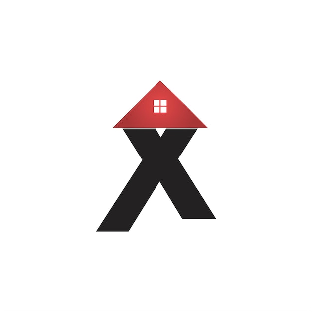 Eerste x-logo met pictogramsymbool voor onroerend goed