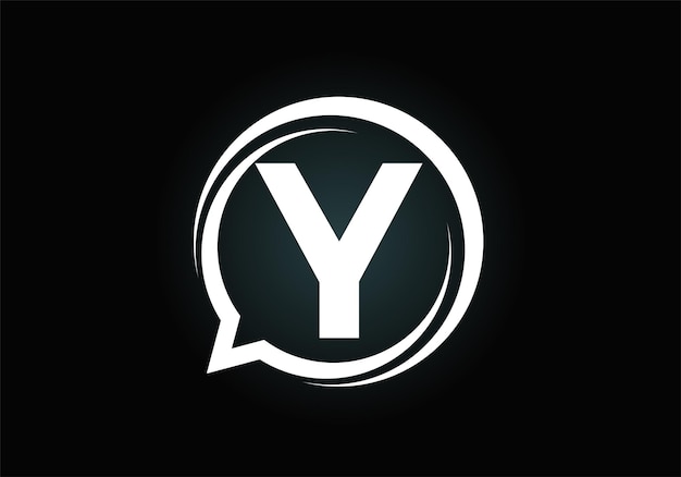 Eerste Y monogram letter alfabet met een bubble chat-pictogram Praten chatten logo concept