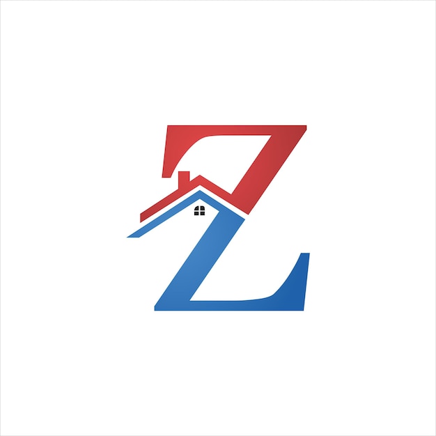 Eerste Z-logo met onroerend goed pictogram eenvoudig
