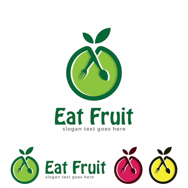 Eet fruitlogo ontwerp
