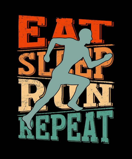 Eet Slaap Run Herhaal Grappig Lopend Vintage T-shirtontwerp