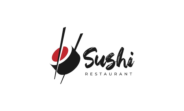 Vector eetstokje met sushi-logo-ontwerp