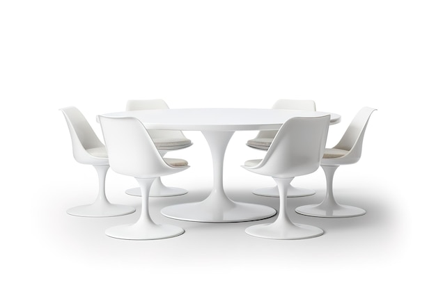 Eettafel met stoelen op witte achtergrond