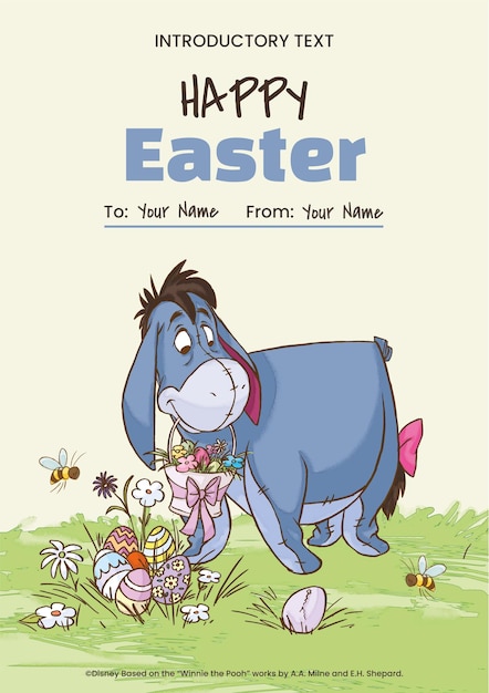 Vector eeyore winnie the pooh easter card