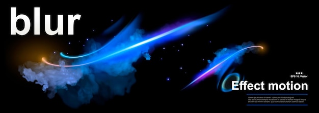 Vector effect of a blurred directional beam with flash and thick colored smoke night flash of neon laser