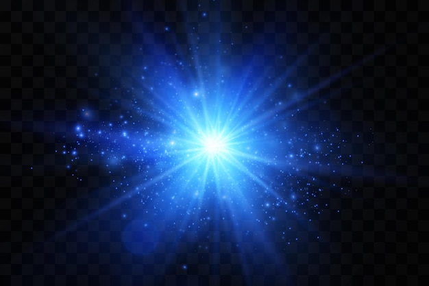 The effect of a bright glow of blue stars. A bright flash of light particles.