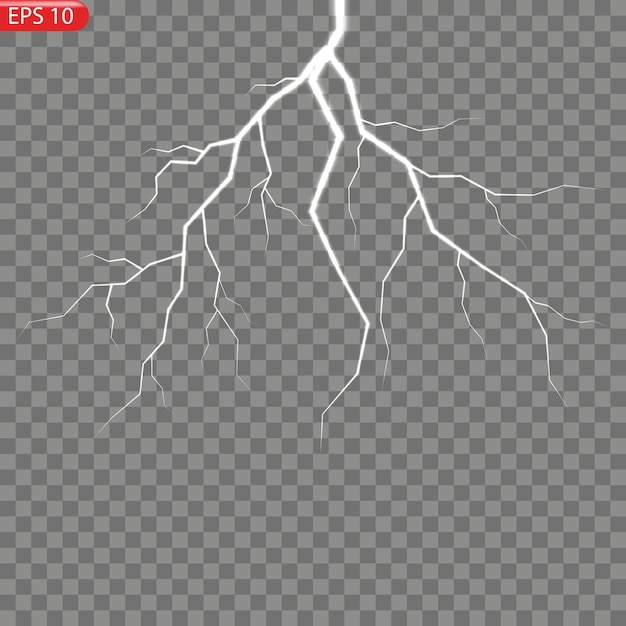 번개와 번개의 효과와 자연의 상징인 지퍼의 조명 세트 천둥과 번개