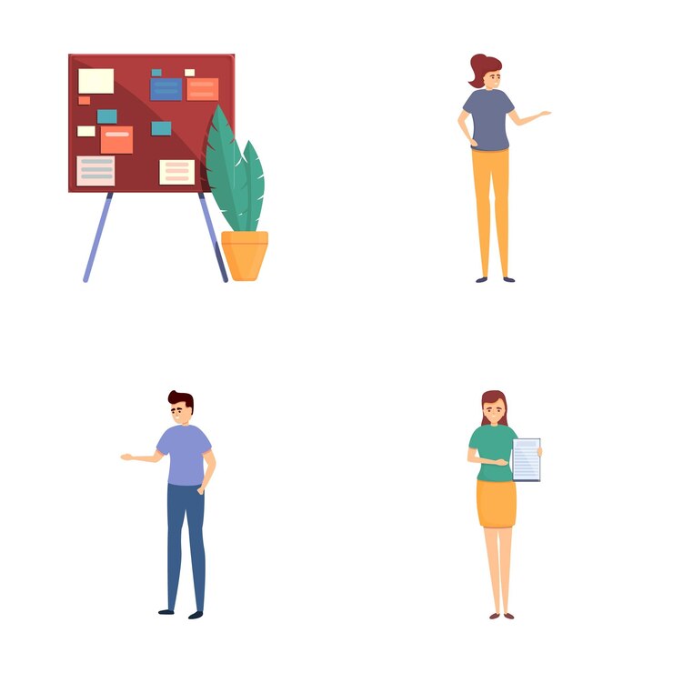Vector effective management icons set cartoon vector people managing time effectively