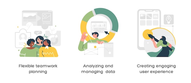 Insieme efficace dell'illustrazione di vettore del concetto astratto del lavoro di squadra