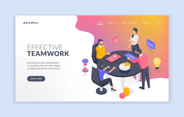 Effective teamwork website banner template