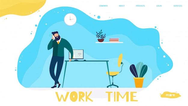 Vector effective work time management landing page for company