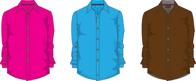 Effen kleur shirt voor mannen en vrouwen platte schets technische tekening vector illustratie sjabloon