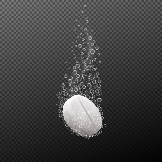 Vector effervescent or soluble pill with bubbles