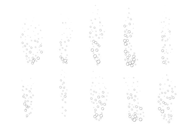 Эффервесцентные водяные пузырьки на белом фоне физические искры изолированный векторный набор
