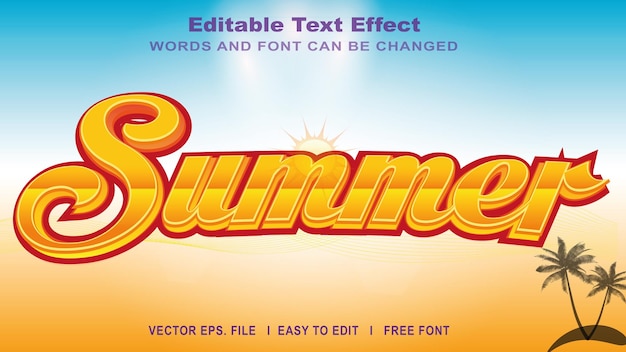 Effet de style de texte summer Vecteur Premium