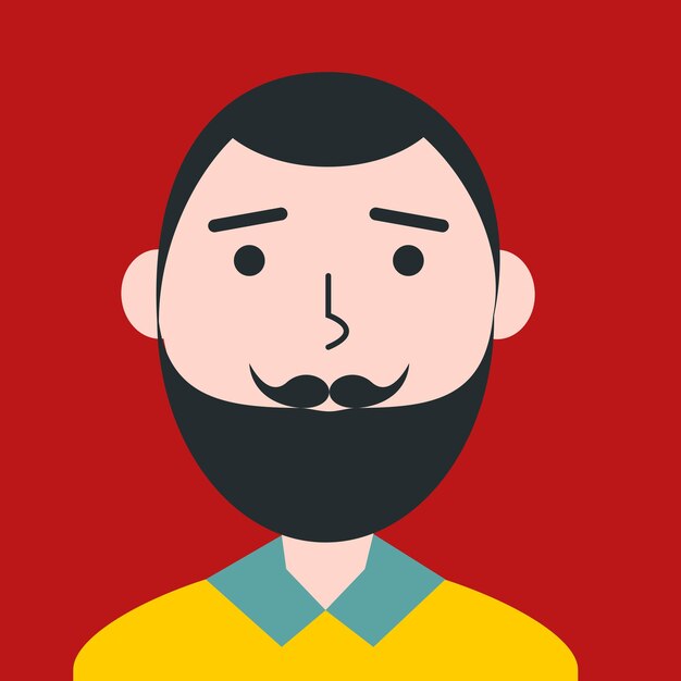 Vector egale kleur hipster portret jonge man europese etniciteit gezicht avatar characters for web video game