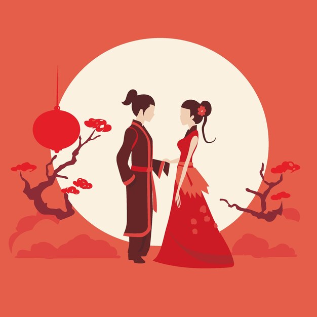 Vector egale kleur illustratie voor qixi valentijnsdag