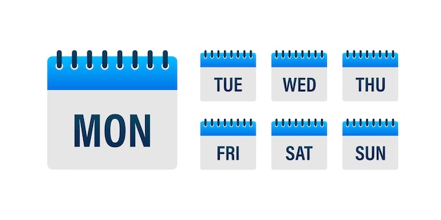 Egale kleur pictogram kalender set Kalender herinnering Maand week jaar Vector achtergrond