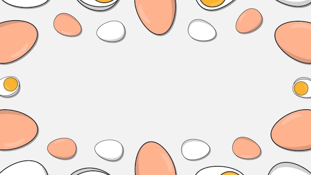 Egg Background Design Template Boiled Egg Cartoon Vector Illustration Cooking