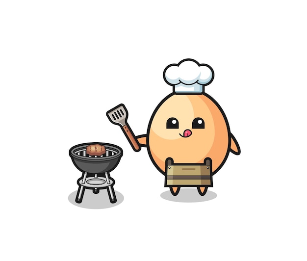 Egg barbeque chef with a grill cute design