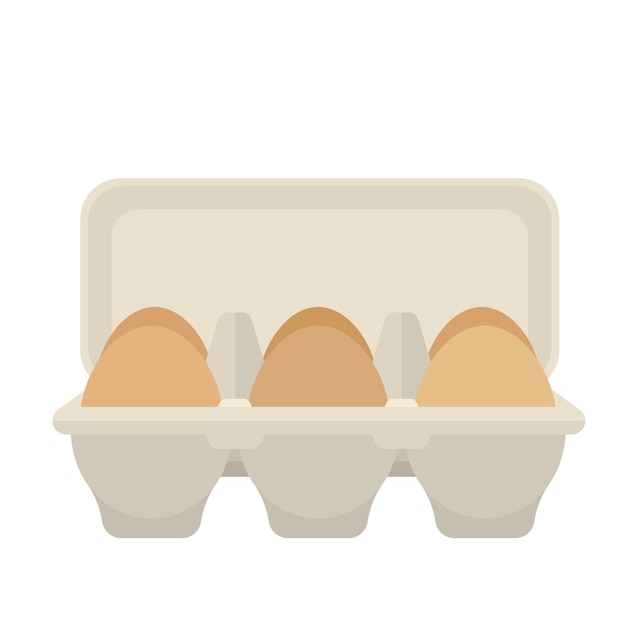 Egg box with 6 eggs flat vector design