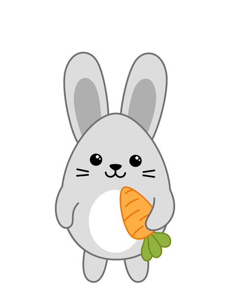 Vector egg bunny with carrot grey rabbit cartoon illustration vector eps 10