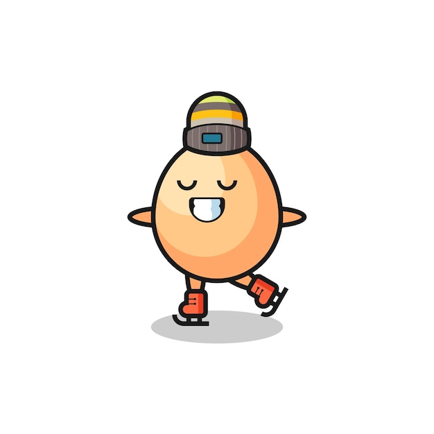 Egg cartoon as an ice skating player doing perform , cute style design for t shirt, sticker, logo element