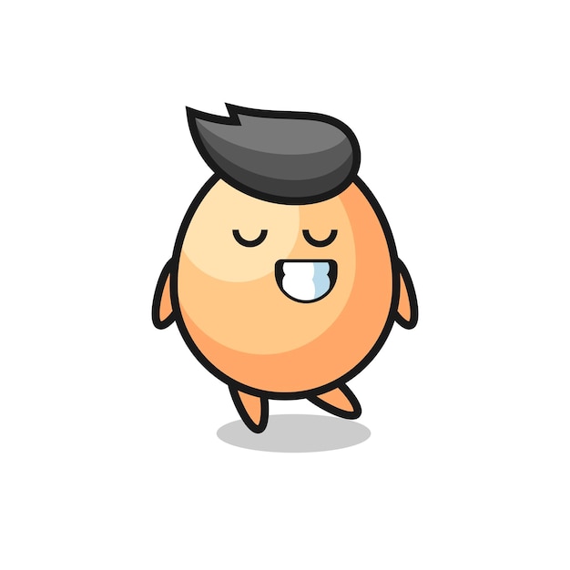 Egg cartoon illustration with a shy expression , cute style design for t shirt, sticker, logo element