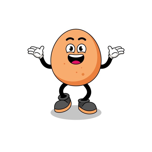 Egg cartoon searching with happy gesture character design