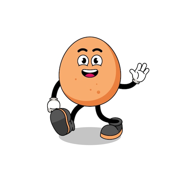 Egg cartoon walking character design