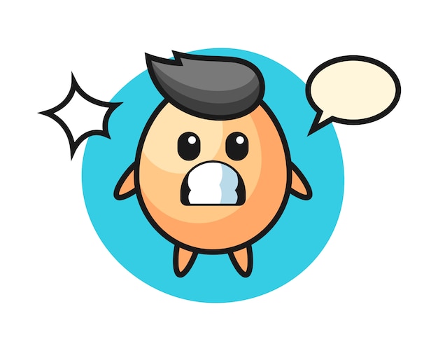 Vector egg character cartoon with shocked gesture, cute style  for t shirt, sticker, logo element