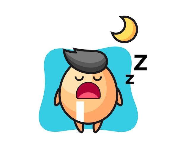 Вектор Иллюстрация характера яичка спать ночью, милый стиль для футболки, стикер, элемент логотипа