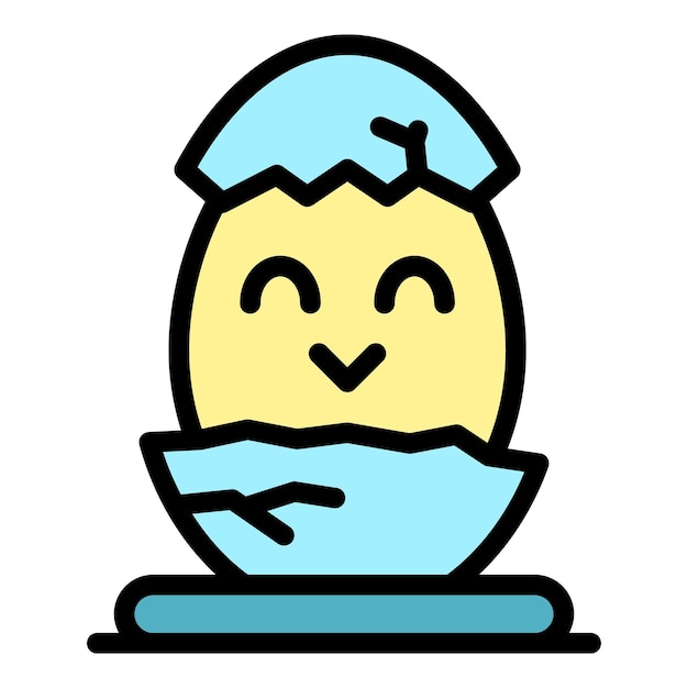 Vector egg cracked icon outline egg cracked vector icon color flat isolated