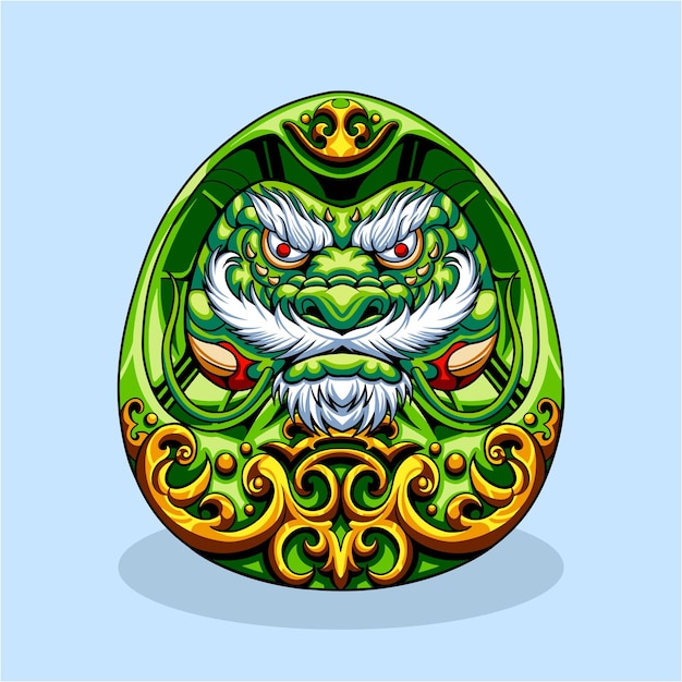 Egg Daruma Dragon Vector