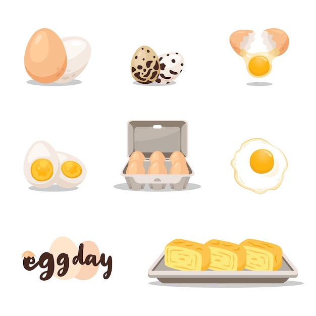 Вектор День яйца набор иллюстраций