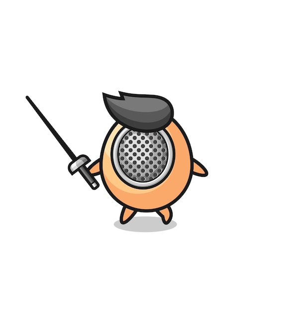 Egg earth cartoon as fencer mascot , cute design