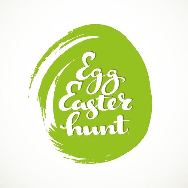 Egg easter hunt calligraphic inscription on a white background