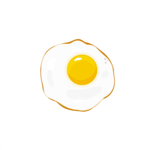 Vector egg fried isolated on white flat cartoon