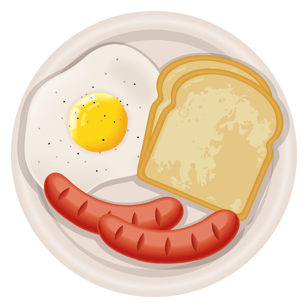 Vector egg fried and sausage