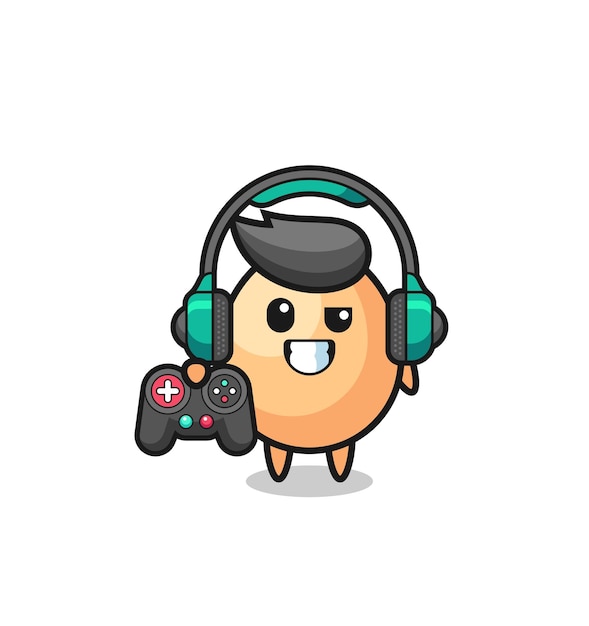 Egg gamer-mascotte met een gamecontroller