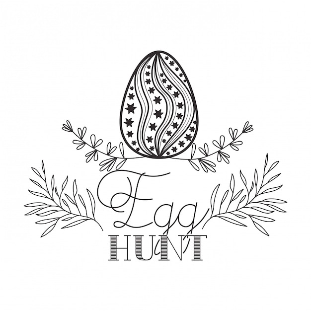 Egg hunt label isolated icon