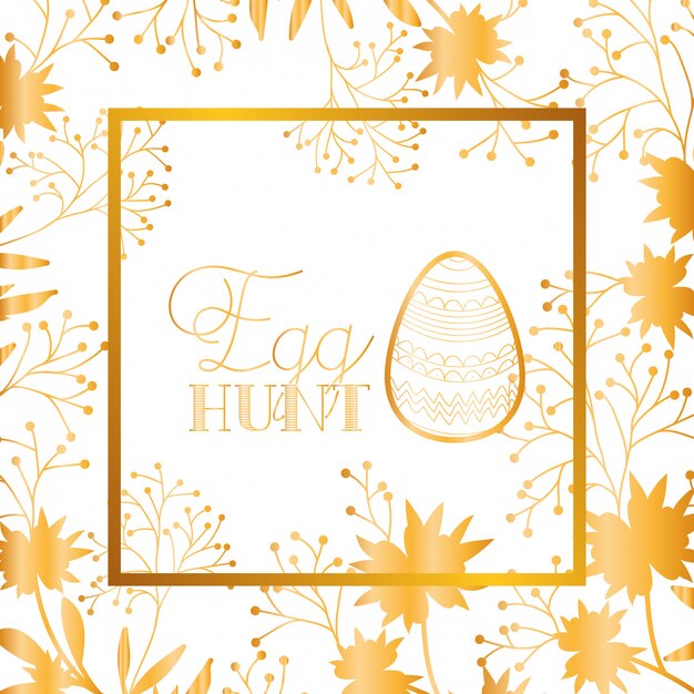 Egg hunt label isolated icon