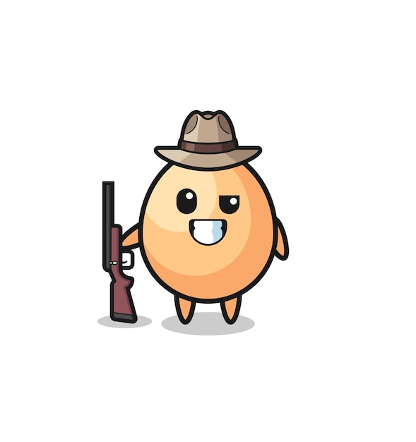 Egg hunter mascot holding a gun , cute design