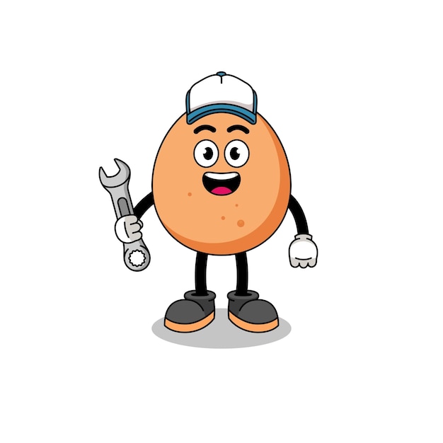 Egg illustration cartoon as a mechanic character design