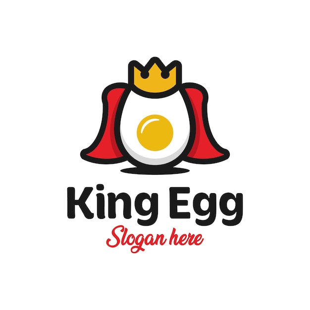 Egg king-logo-ontwerp met kroon en mantelconcept