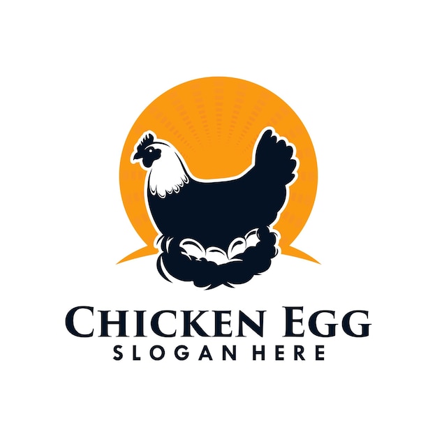 Дизайн логотипа курицы, несущей яйца