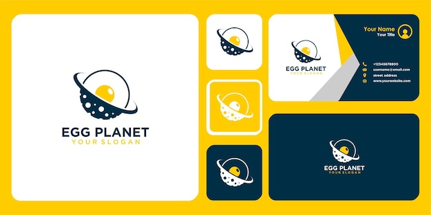 egg logo design with planet and business card