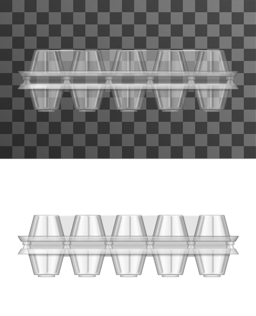 Vector egg pack mockups plastic trays or containers