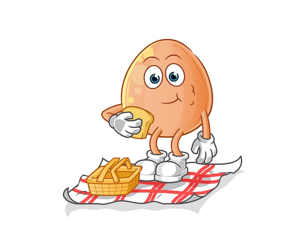 Egg on a picnic cartoon cartoon mascot vector